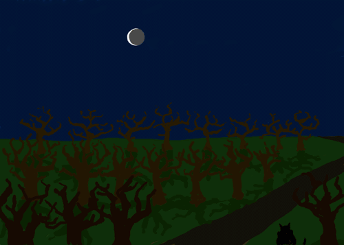 Tate saw a magnificent sight - the trees in the orchard had been decorated for Christmas.