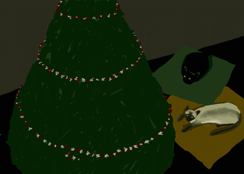 Tate et Eloïse se retrouvèrent dans le noir sous l'arbre de Noël.