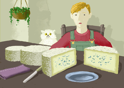 Guillaume  watched anxiously as Jean-Paul tasted the strange-looking cheese.